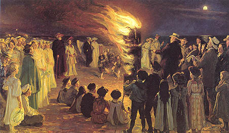 Saint Johns Eve Bonfire on Skage s Beach - Peder Severin Kroyer Painting On Canvas